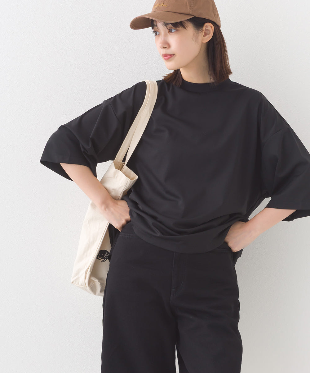 【e voi】シンプルルーズ半袖プルオーバーTシャツ TEIJIN sorona 接触冷感【253W427EVO002】