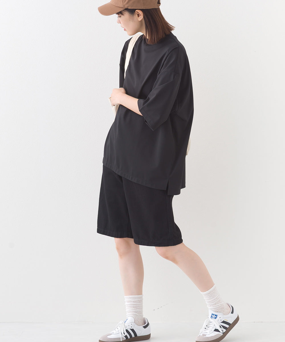 【e voi】シンプルルーズ半袖プルオーバーTシャツ TEIJIN sorona 接触冷感【253W427EVO002】