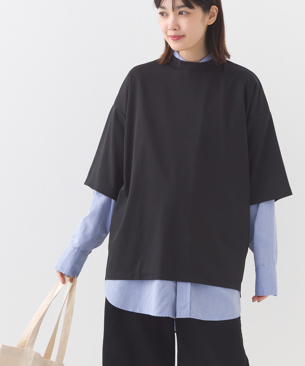 【e voi】シンプルルーズ半袖プルオーバーTシャツ TEIJIN sorona 接触冷感【253W427EVO002】