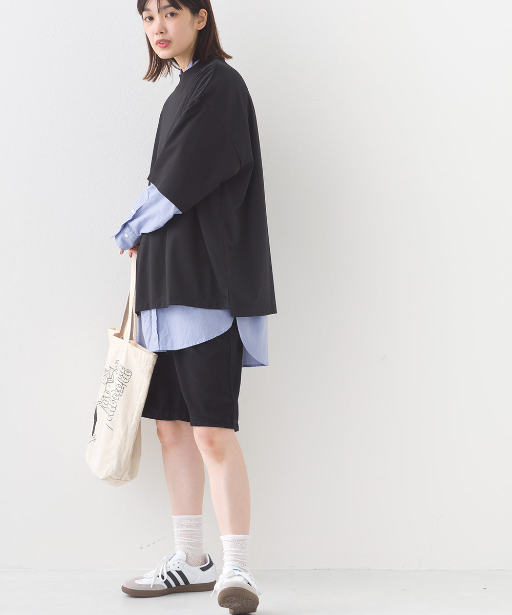 【e voi】シンプルルーズ半袖プルオーバーTシャツ TEIJIN sorona 接触冷感【253W427EVO002】