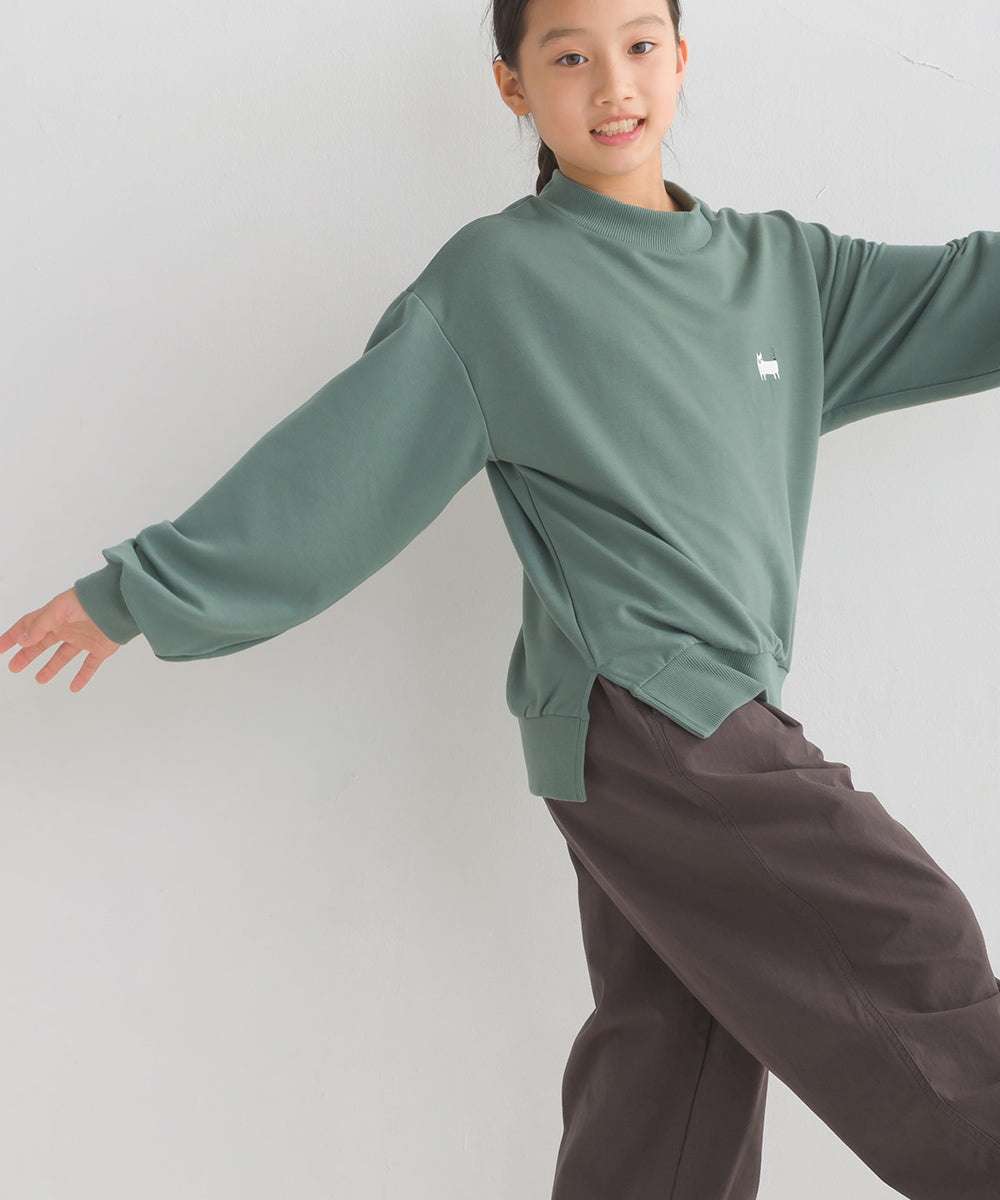 【OMNES PURPLE LABEL】キッズ+3℃蓄熱ストレッチ ワンポイント刺繍 長袖トレーナー【6123-5447】