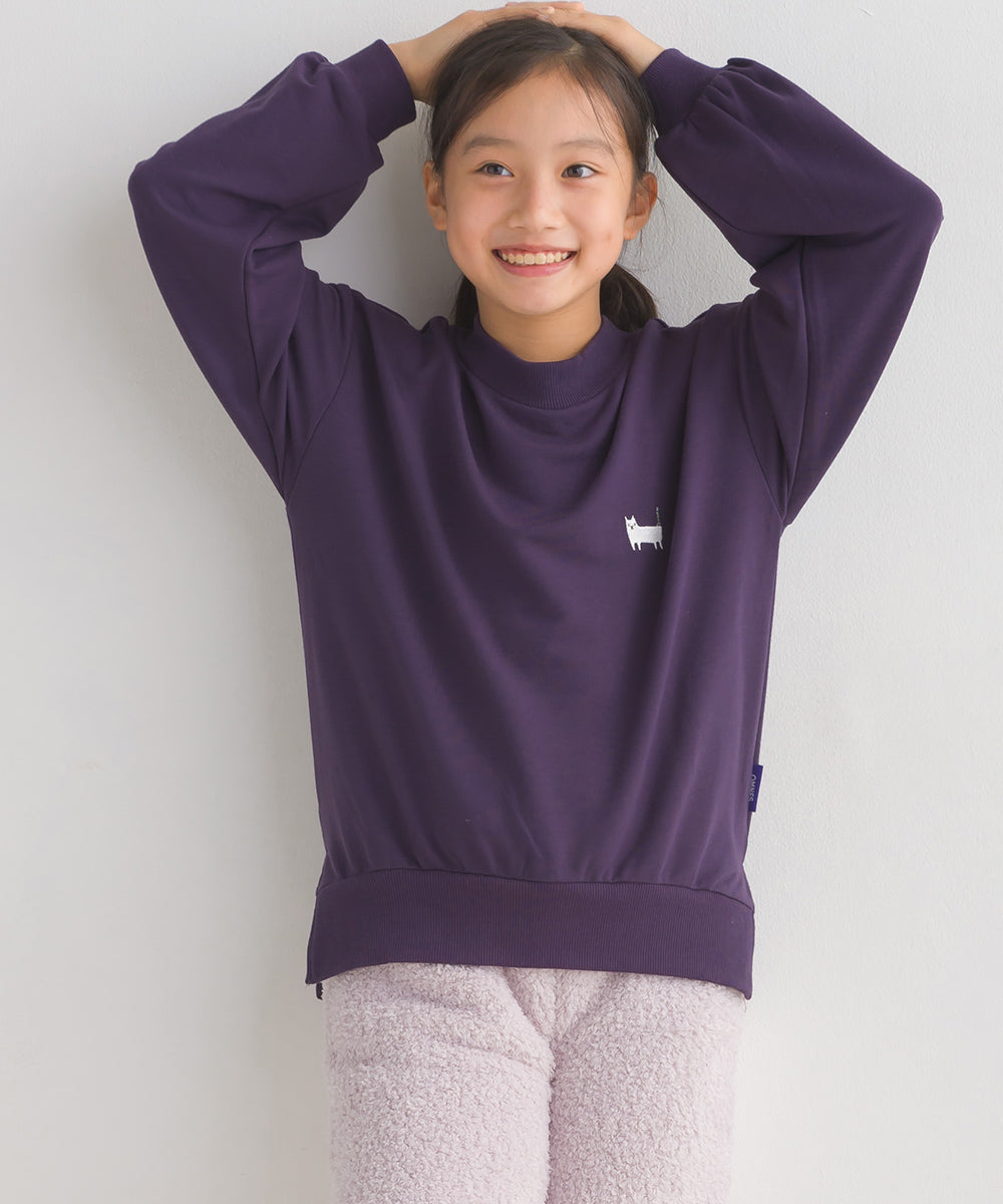【OMNES PURPLE LABEL】キッズ+3℃蓄熱ストレッチ ワンポイント刺繍 長袖トレーナー【6123-5447】