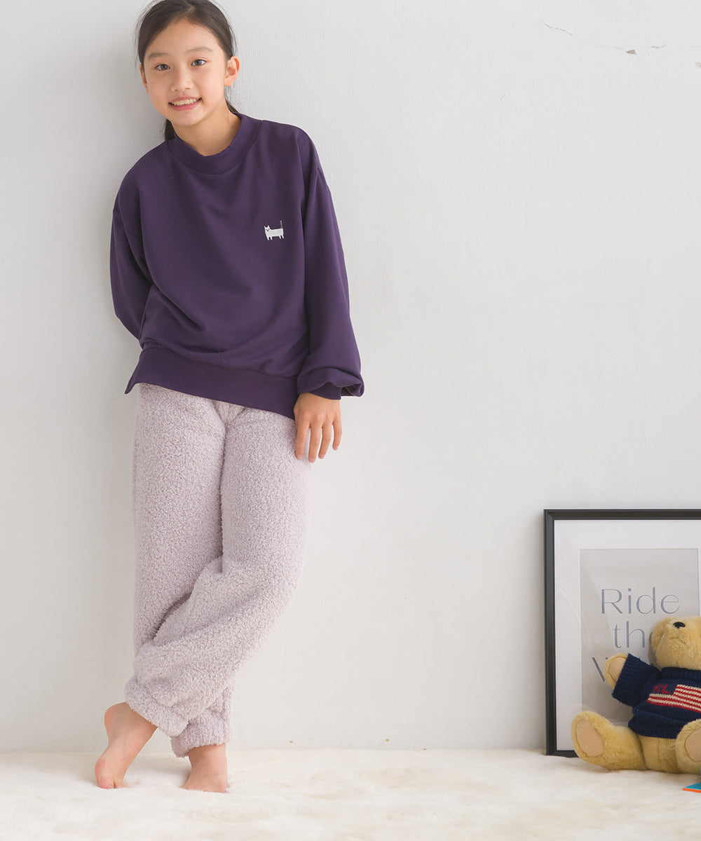 【OMNES PURPLE LABEL】キッズ+3℃蓄熱ストレッチ ワンポイント刺繍 長袖トレーナー【6123-5447】