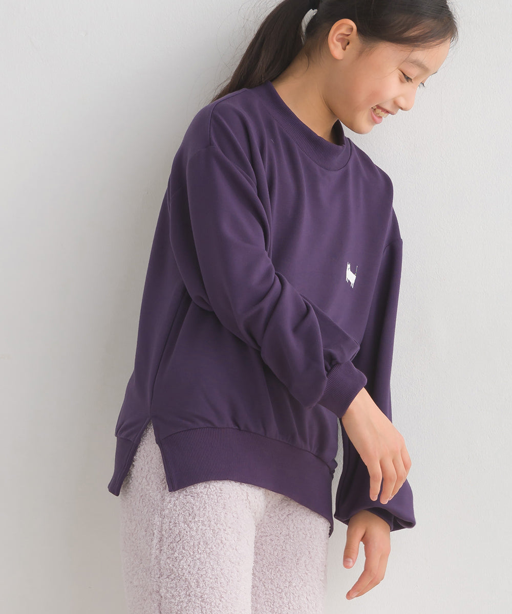 【OMNES PURPLE LABEL】キッズ+3℃蓄熱ストレッチ ワンポイント刺繍 長袖トレーナー【6123-5447】