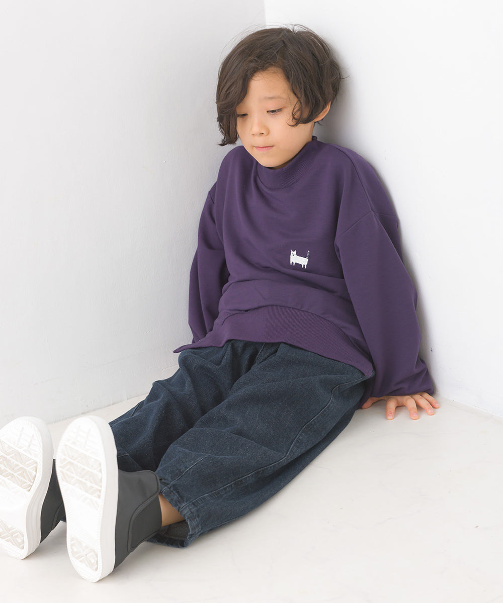 【OMNES PURPLE LABEL】キッズ+3℃蓄熱ストレッチ ワンポイント刺繍 長袖トレーナー【6123-5447】