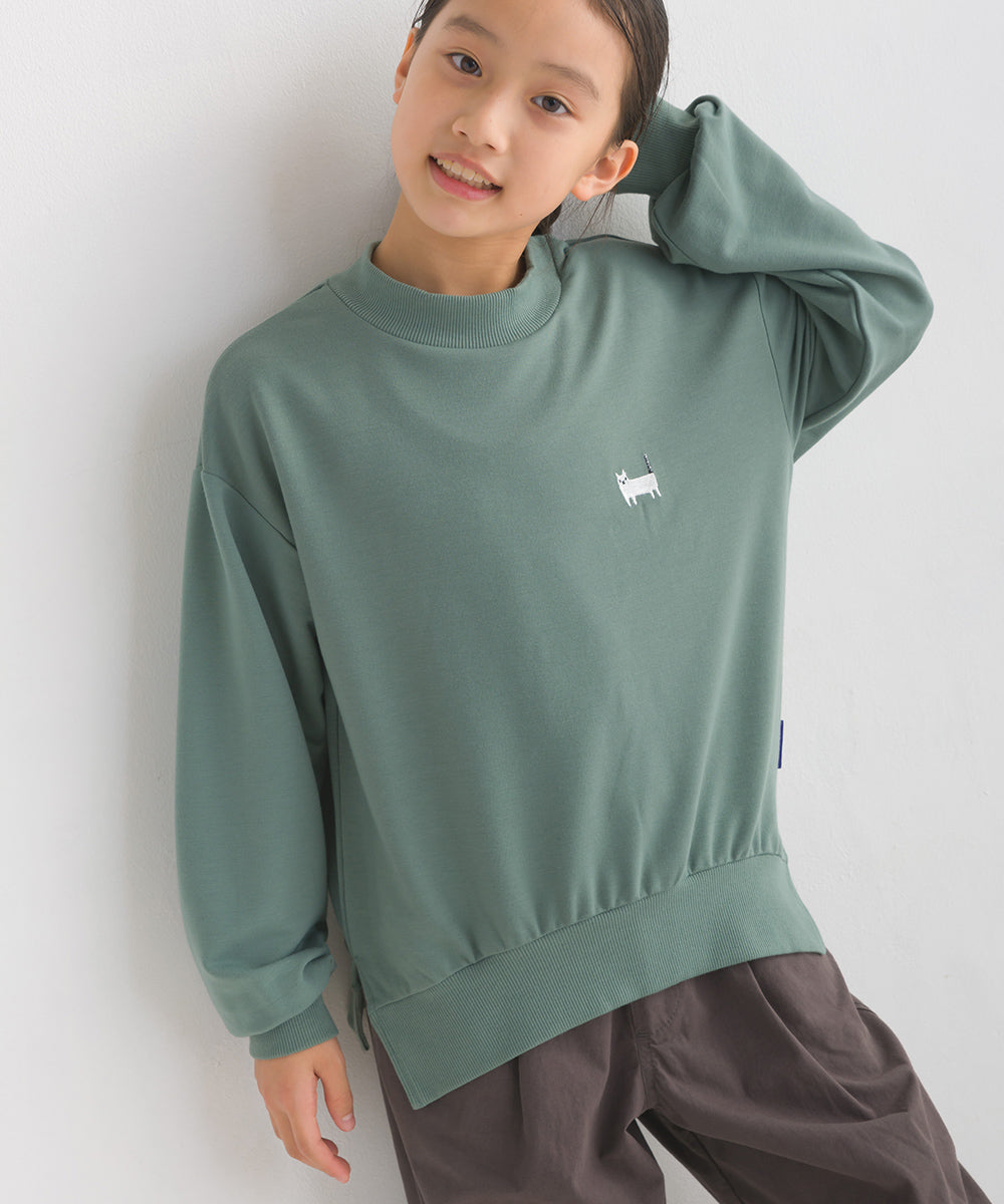 【OMNES PURPLE LABEL】キッズ+3℃蓄熱ストレッチ ワンポイント刺繍 長袖トレーナー【6123-5447】