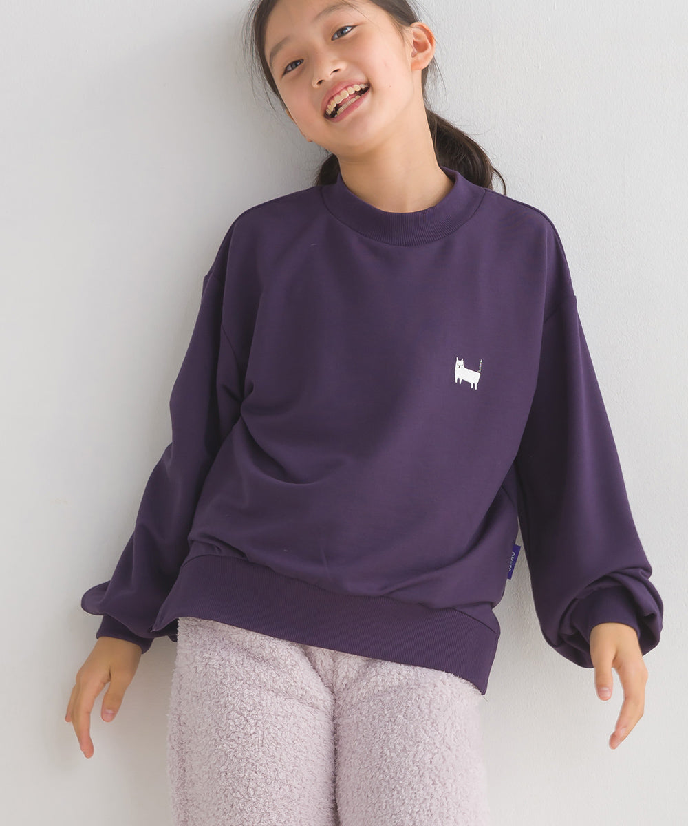 【OMNES PURPLE LABEL】キッズ+3℃蓄熱ストレッチ ワンポイント刺繍 長袖トレーナー【6123-5447】