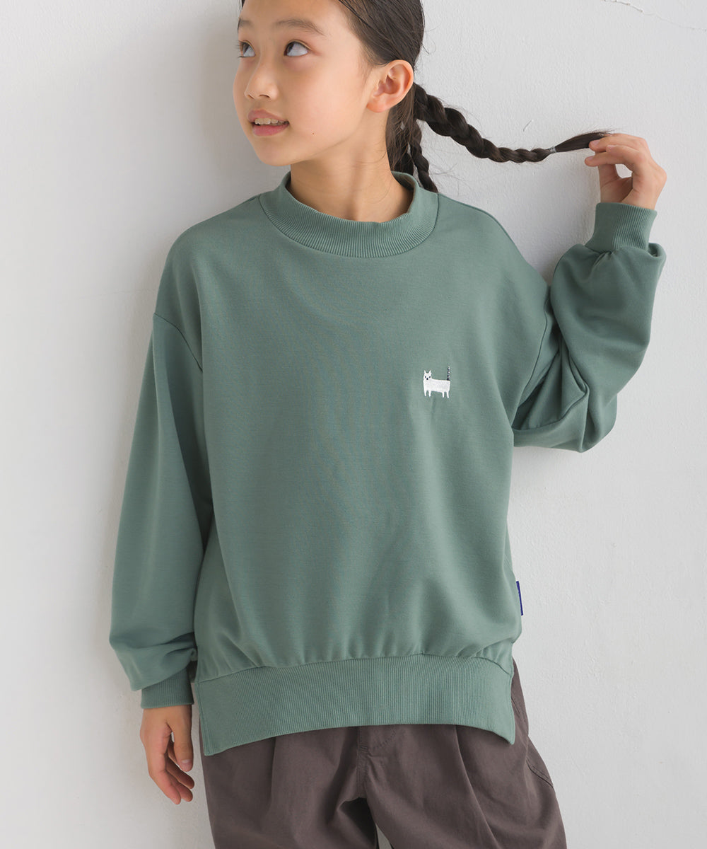 【OMNES PURPLE LABEL】キッズ+3℃蓄熱ストレッチ ワンポイント刺繍 長袖トレーナー【6123-5447】