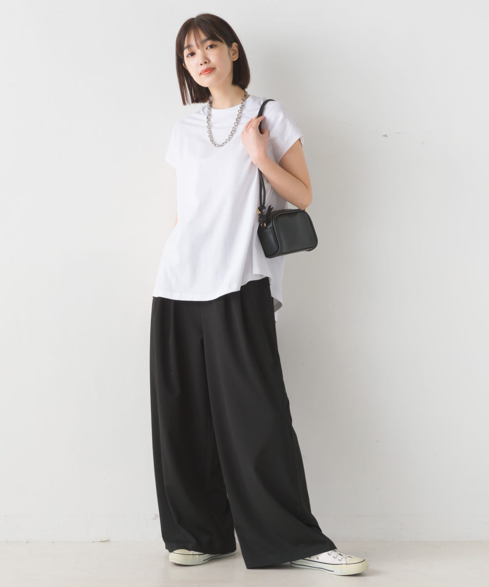 【OMNES PURPLE LABEL】コットンベア天竺 ボトルネックAラインプルオーバー【6124-5496】
