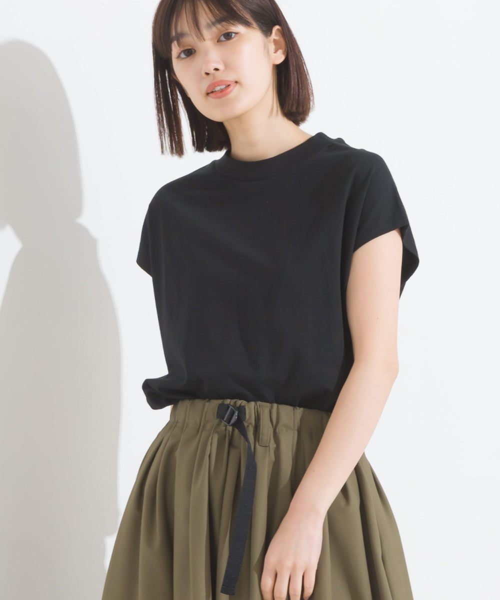 【OMNES PURPLE LABEL】コットンベア天竺 ボトルネックAラインプルオーバー【6124-5496】