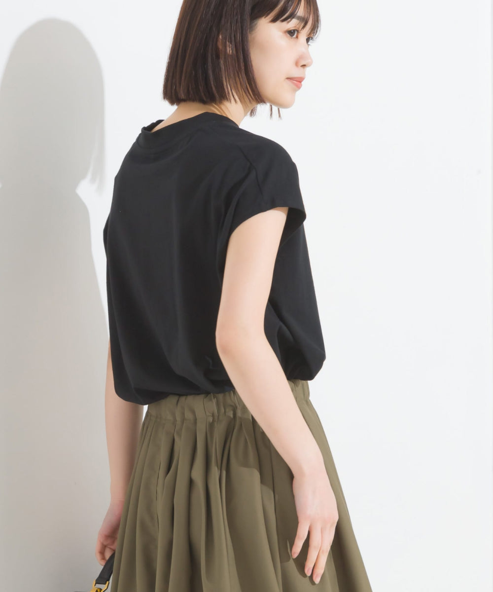 【OMNES PURPLE LABEL】コットンベア天竺 ボトルネックAラインプルオーバー【6124-5496】