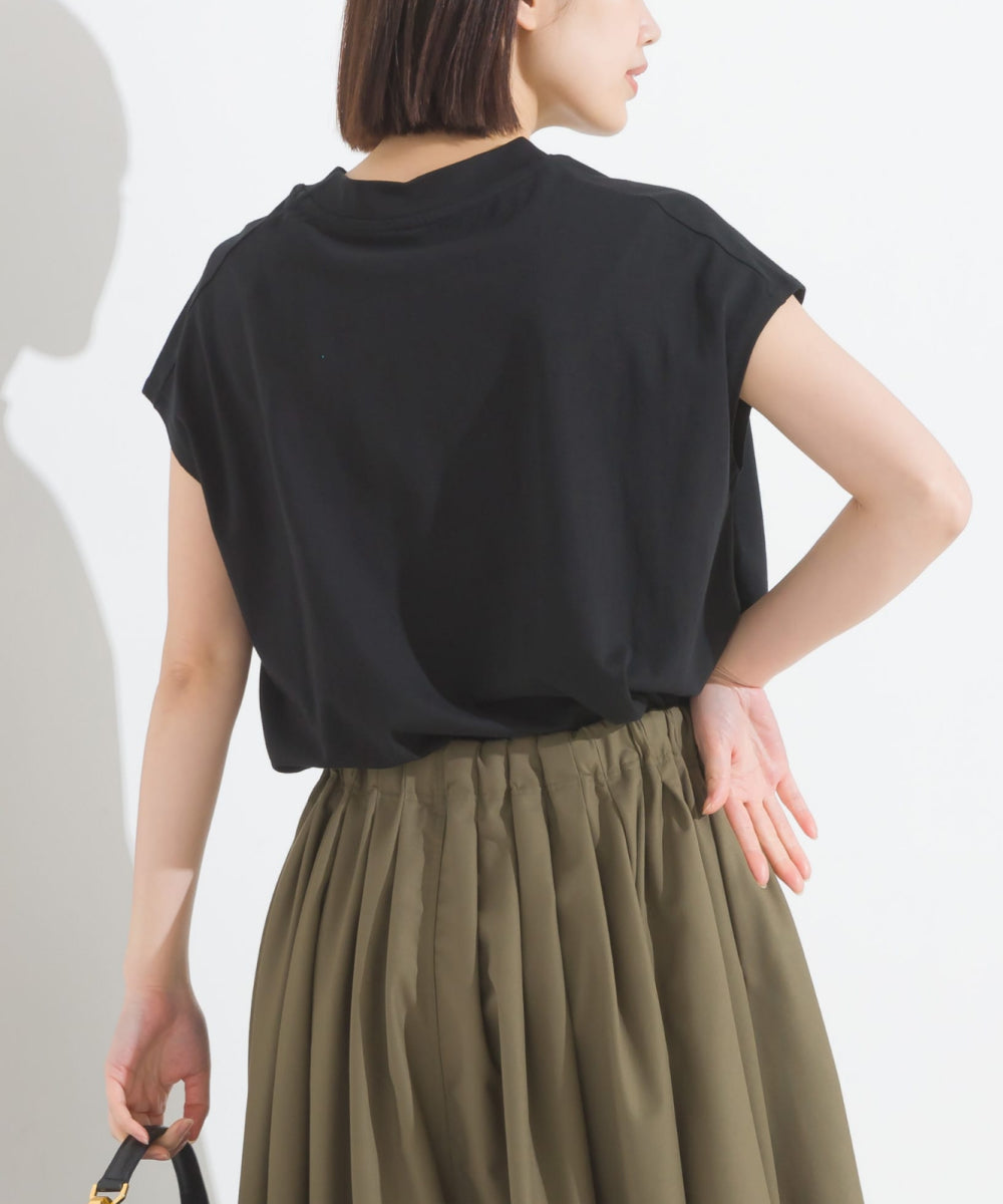 【OMNES PURPLE LABEL】コットンベア天竺 ボトルネックAラインプルオーバー【6124-5496】