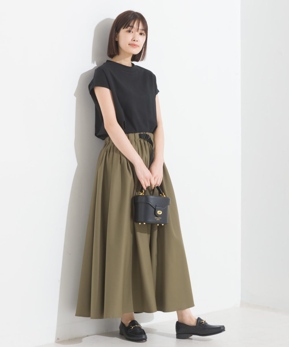 【OMNES PURPLE LABEL】コットンベア天竺 ボトルネックAラインプルオーバー【6124-5496】