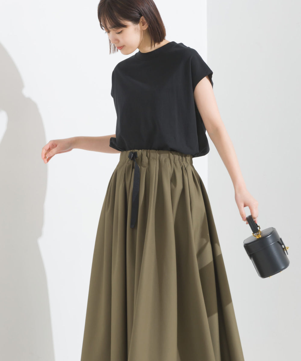 【OMNES PURPLE LABEL】コットンベア天竺 ボトルネックAラインプルオーバー【6124-5496】