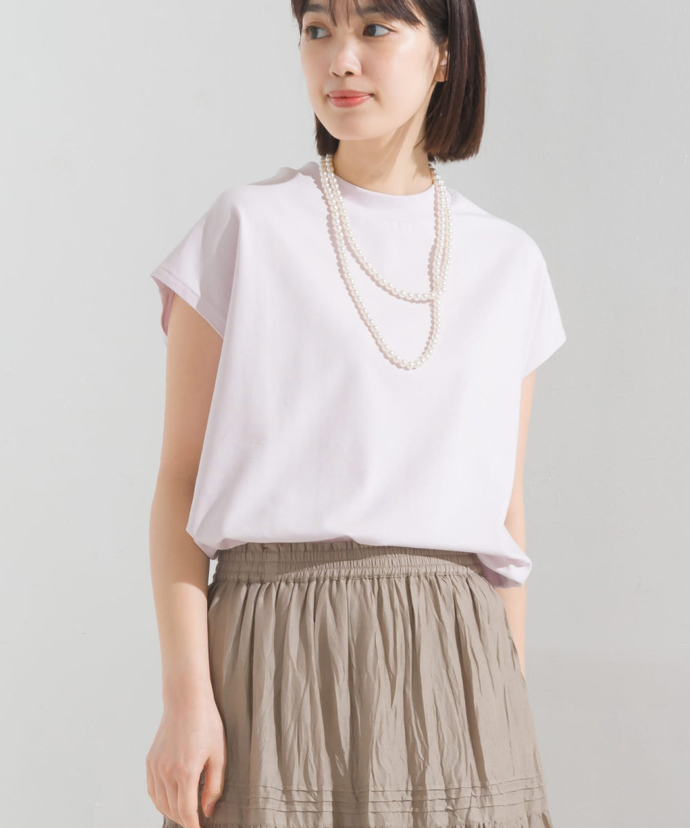 【OMNES PURPLE LABEL】コットンベア天竺 ボトルネックAラインプルオーバー【6124-5496】