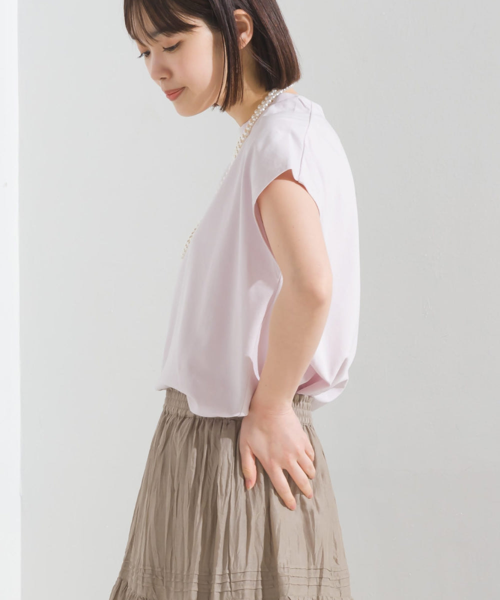 【OMNES PURPLE LABEL】コットンベア天竺 ボトルネックAラインプルオーバー【6124-5496】