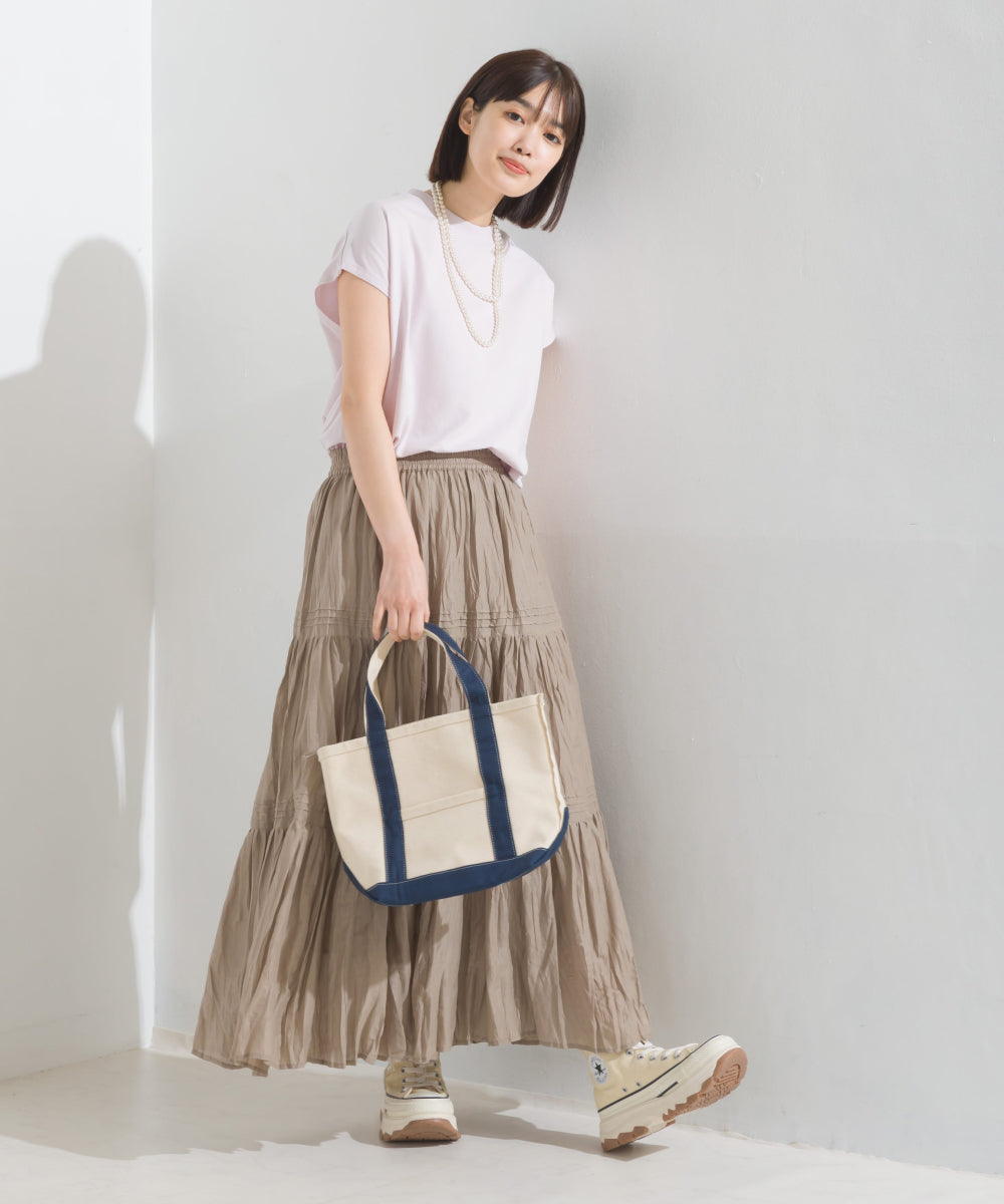 【OMNES PURPLE LABEL】コットンベア天竺 ボトルネックAラインプルオーバー【6124-5496】