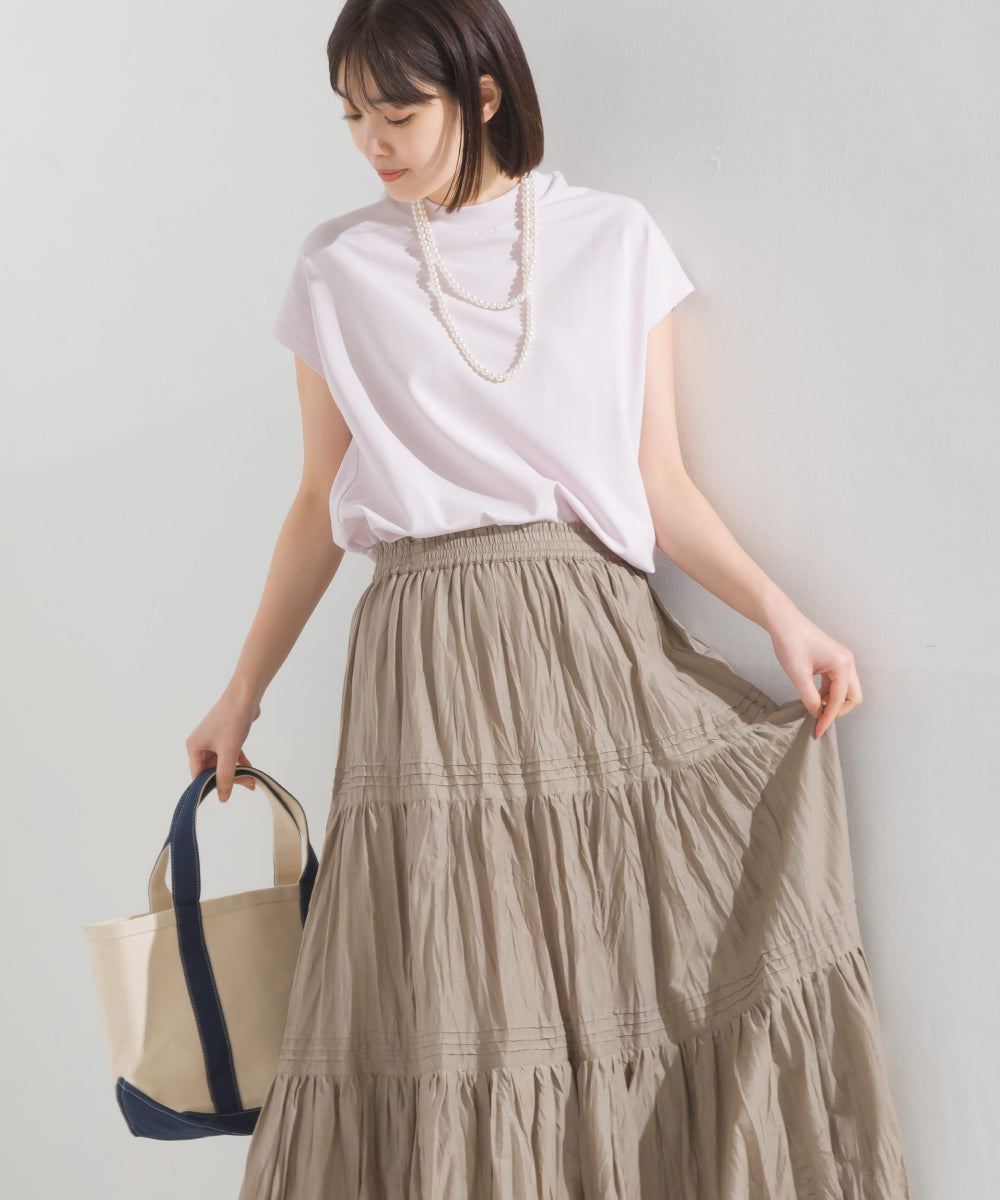 【OMNES PURPLE LABEL】コットンベア天竺 ボトルネックAラインプルオーバー【6124-5496】