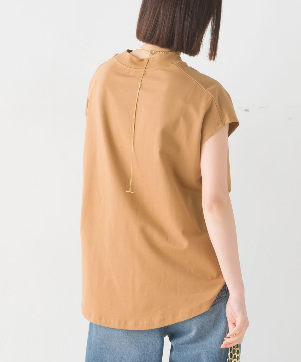 【OMNES PURPLE LABEL】コットンベア天竺 ボトルネックAラインプルオーバー【6124-5496】