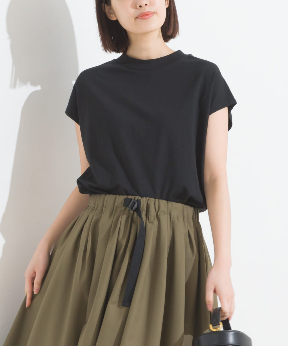 【OMNES PURPLE LABEL】コットンベア天竺 ボトルネックAラインプルオーバー【6124-5496】