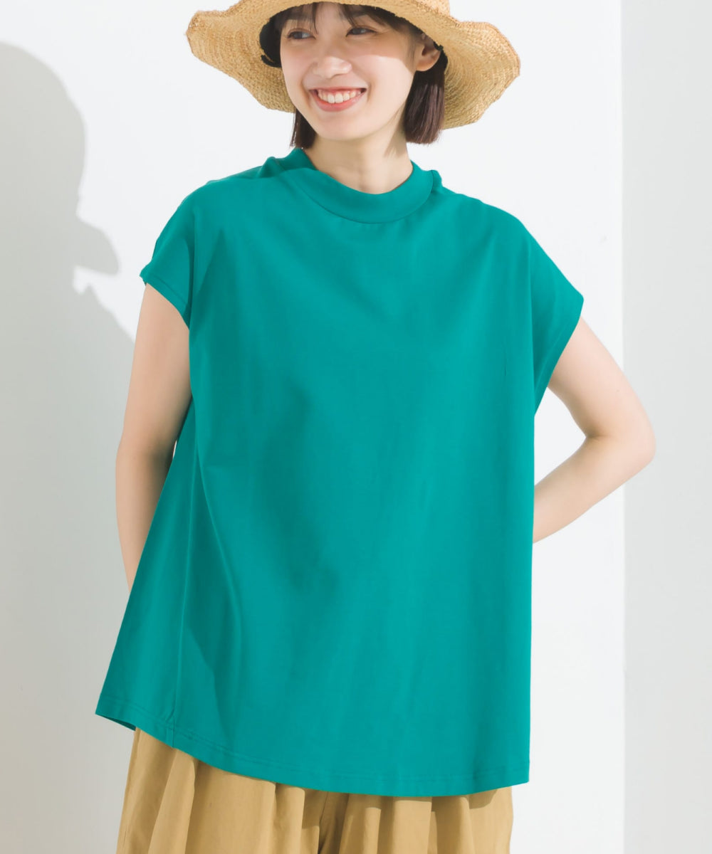 【OMNES PURPLE LABEL】コットンベア天竺 ボトルネックAラインプルオーバー【6124-5496】