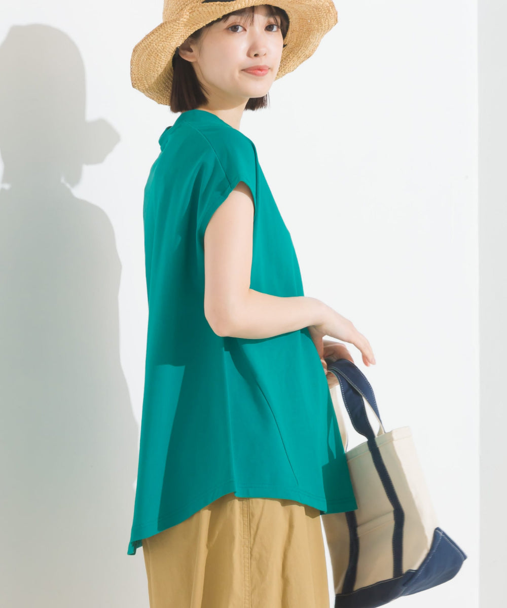 【OMNES PURPLE LABEL】コットンベア天竺 ボトルネックAラインプルオーバー【6124-5496】