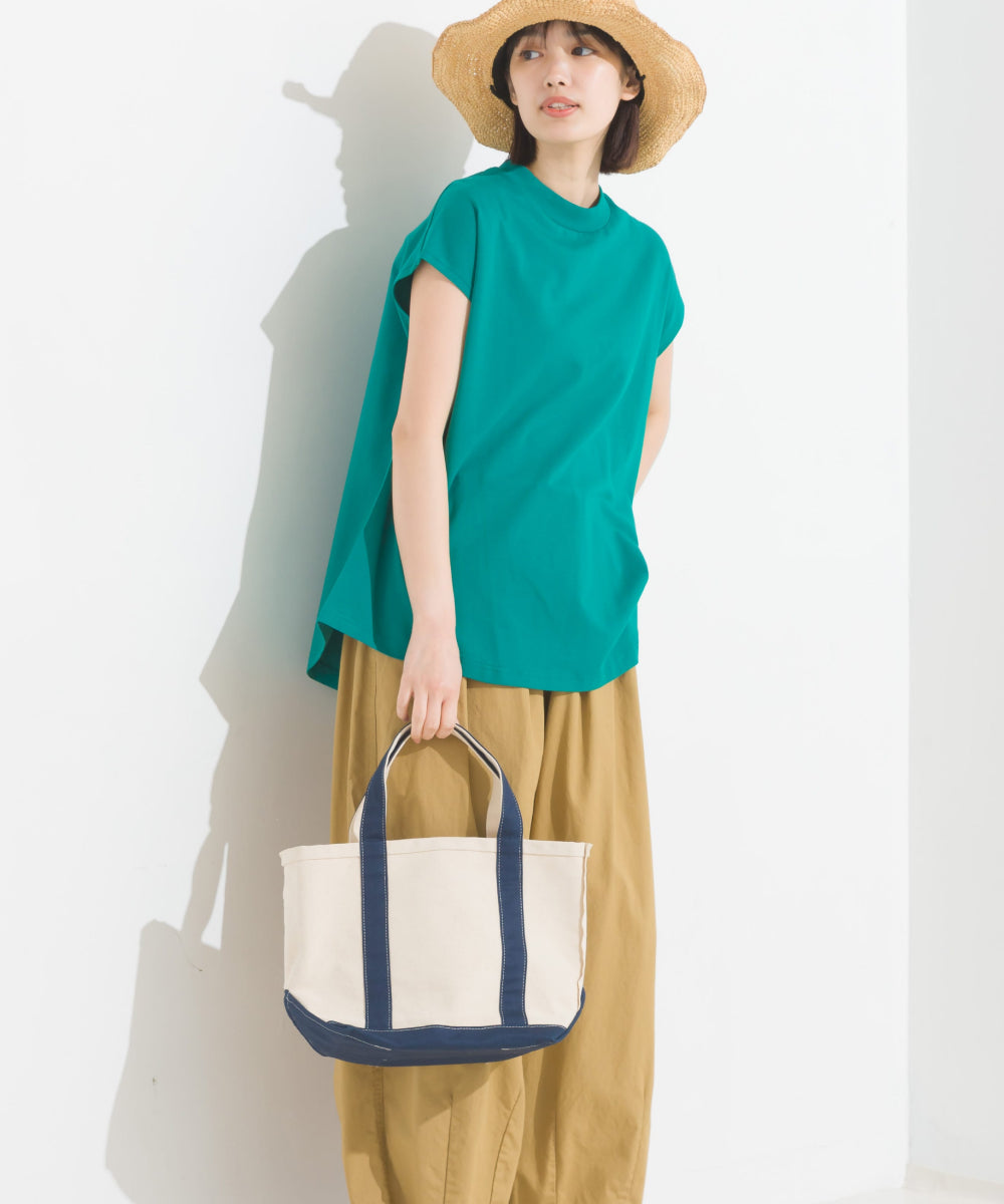 【OMNES PURPLE LABEL】コットンベア天竺 ボトルネックAラインプルオーバー【6124-5496】