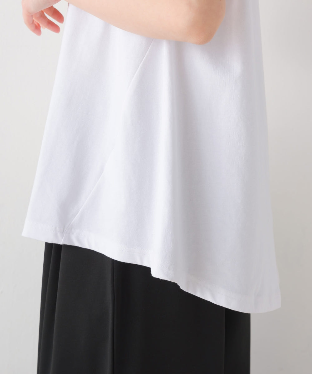 【OMNES PURPLE LABEL】コットンベア天竺 ボトルネックAラインプルオーバー【6124-5496】