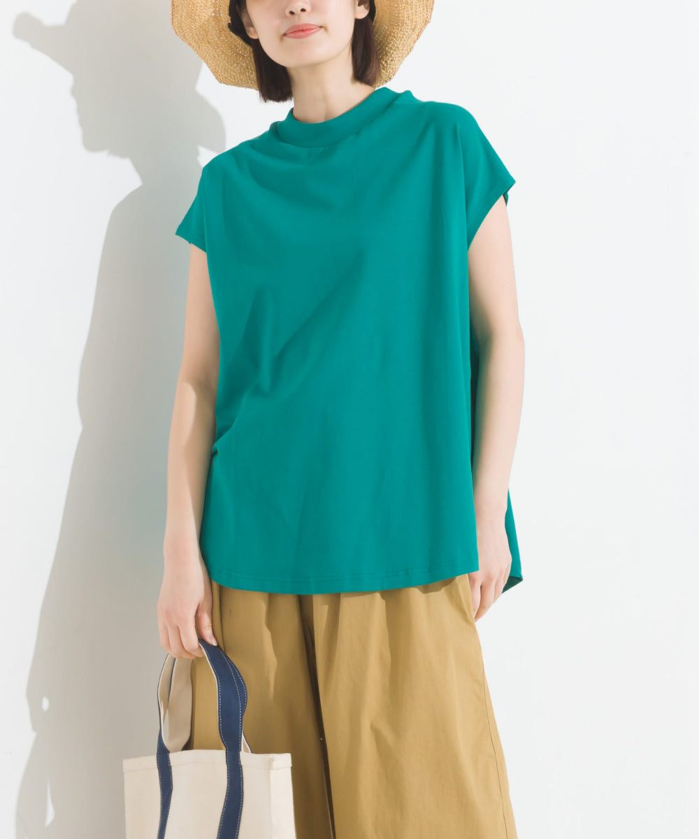 【OMNES PURPLE LABEL】コットンベア天竺 ボトルネックAラインプルオーバー【6124-5496】