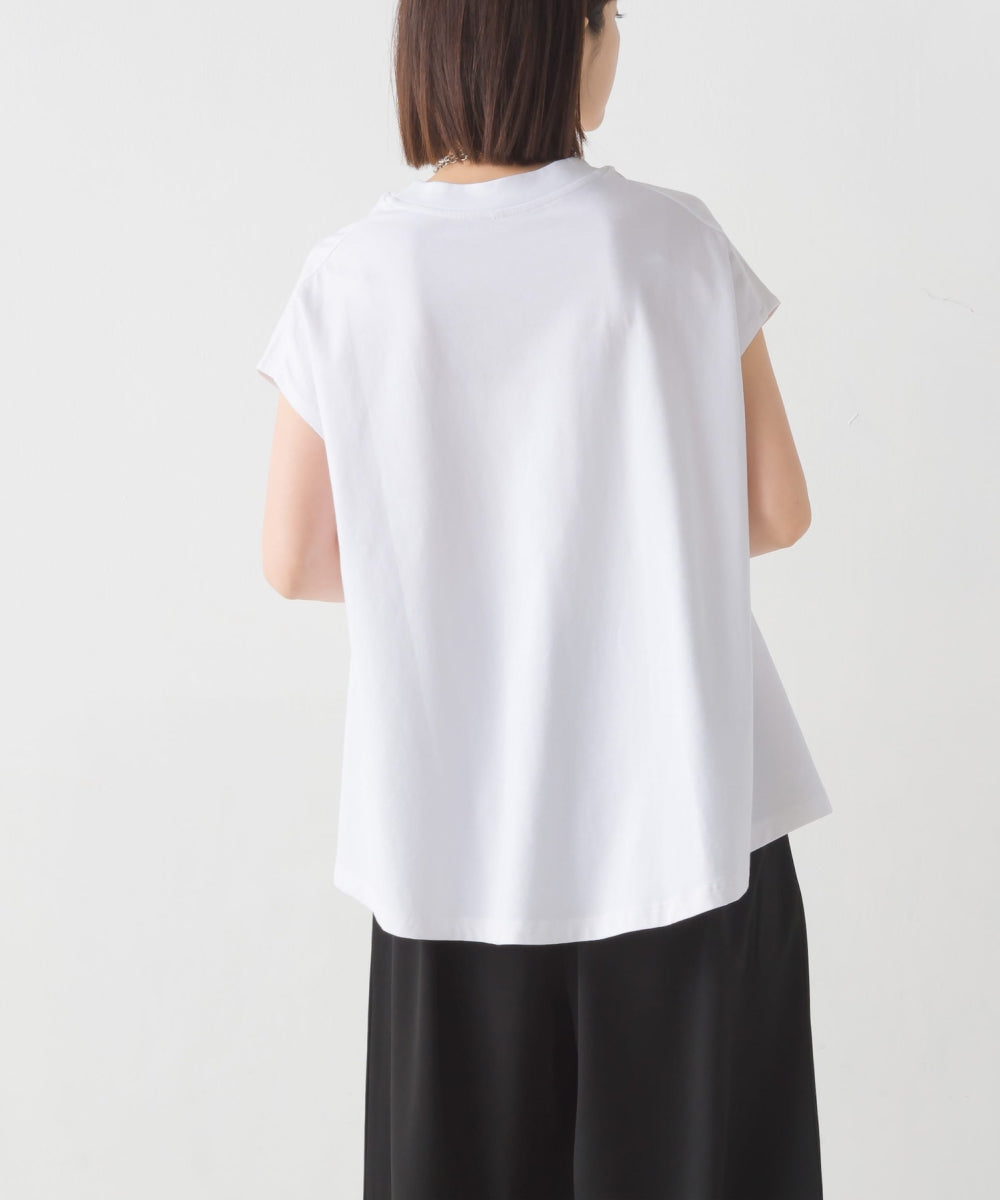 【OMNES PURPLE LABEL】コットンベア天竺 ボトルネックAラインプルオーバー【6124-5496】