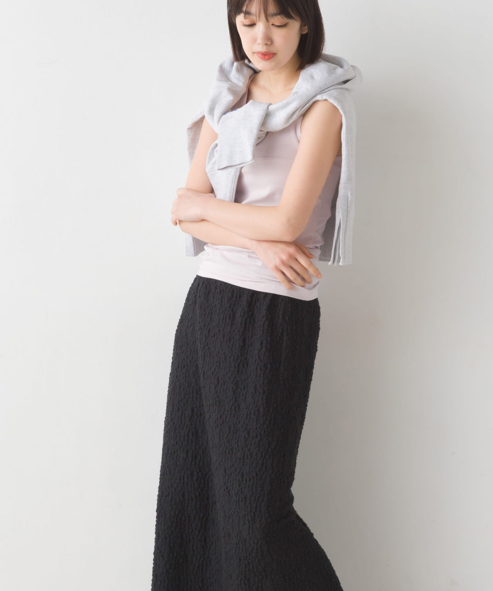 【OMNES PURPLE LABEL】コットンベア天竺 チラ見え防止スクエアネックタンクトップ【6124-5498】
