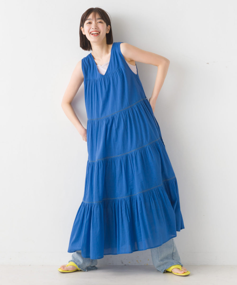 【OMNES PURPLE LABEL】コットンベア天竺 チラ見え防止スクエアネックタンクトップ【6124-5498】