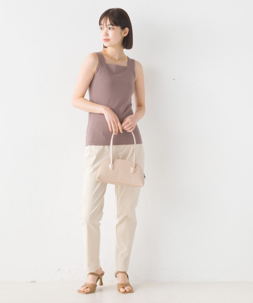 【OMNES PURPLE LABEL】コットンベア天竺 チラ見え防止スクエアネックタンクトップ【6124-5498】