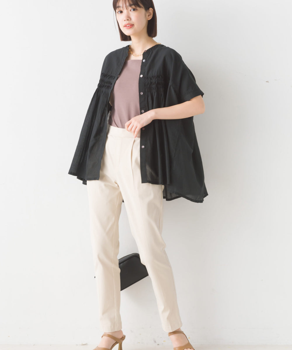 【OMNES PURPLE LABEL】コットンベア天竺 チラ見え防止スクエアネックタンクトップ【6124-5498】