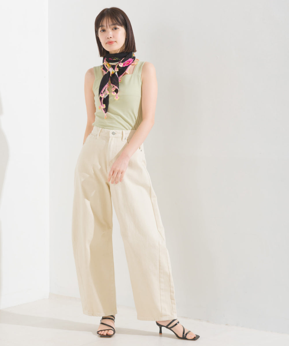 【OMNES PURPLE LABEL】コットンベア天竺 チラ見え防止スクエアネックタンクトップ【6124-5498】