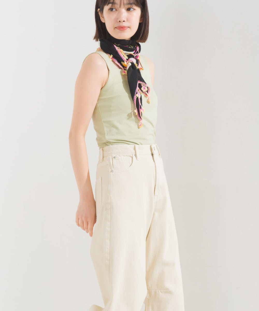 【OMNES PURPLE LABEL】コットンベア天竺 チラ見え防止スクエアネックタンクトップ【6124-5498】