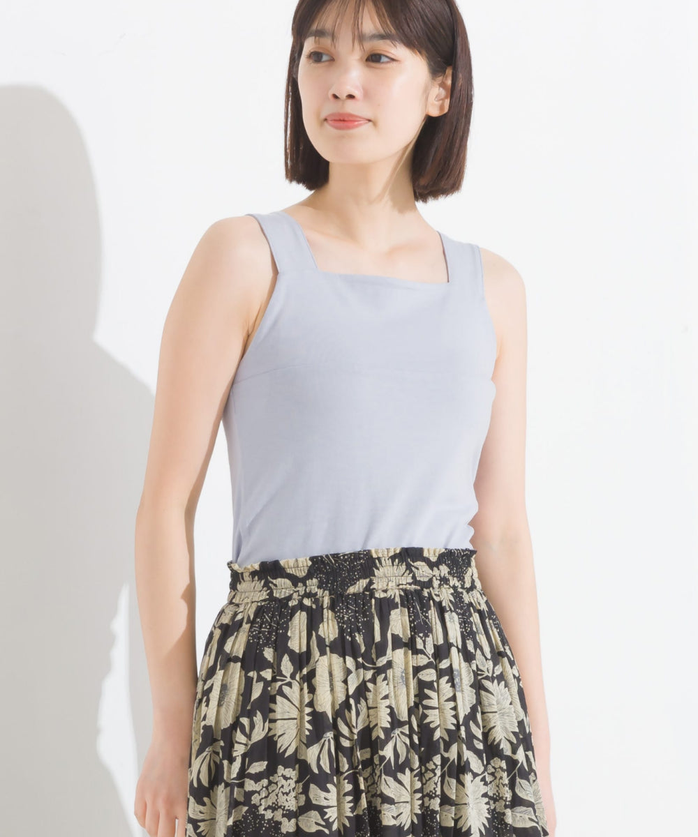 【OMNES PURPLE LABEL】コットンベア天竺 チラ見え防止スクエアネックタンクトップ【6124-5498】