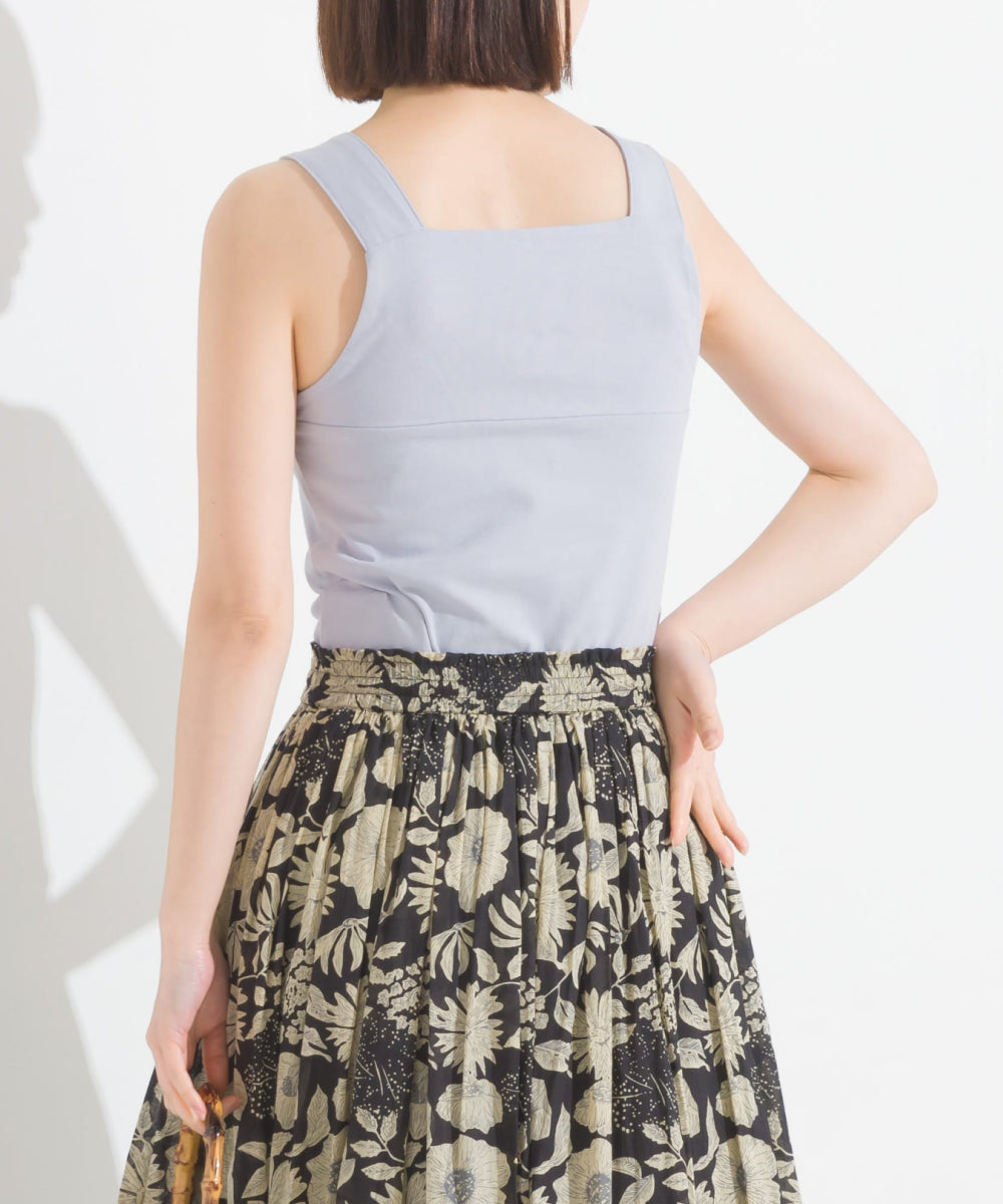 【OMNES PURPLE LABEL】コットンベア天竺 チラ見え防止スクエアネックタンクトップ【6124-5498】