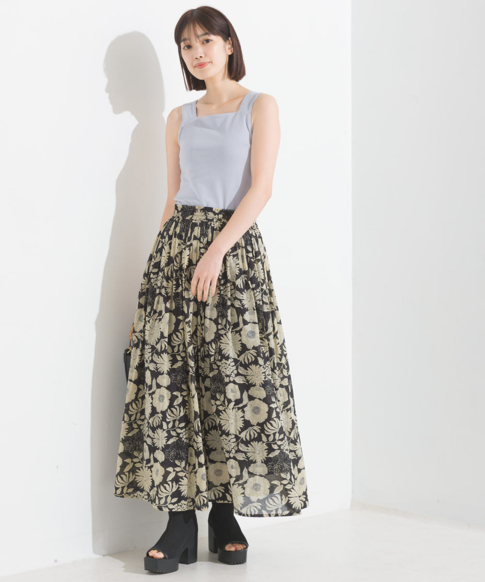 【OMNES PURPLE LABEL】コットンベア天竺 チラ見え防止スクエアネックタンクトップ【6124-5498】