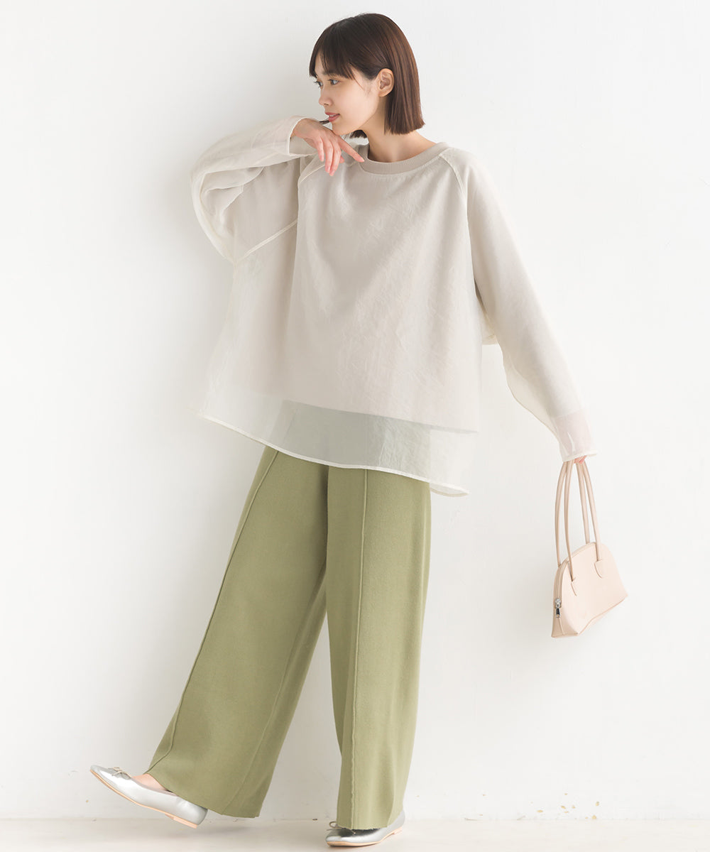 【OMNES Another Edition】レーヨンナイロンニット ワイドパンツ【7120-2019】