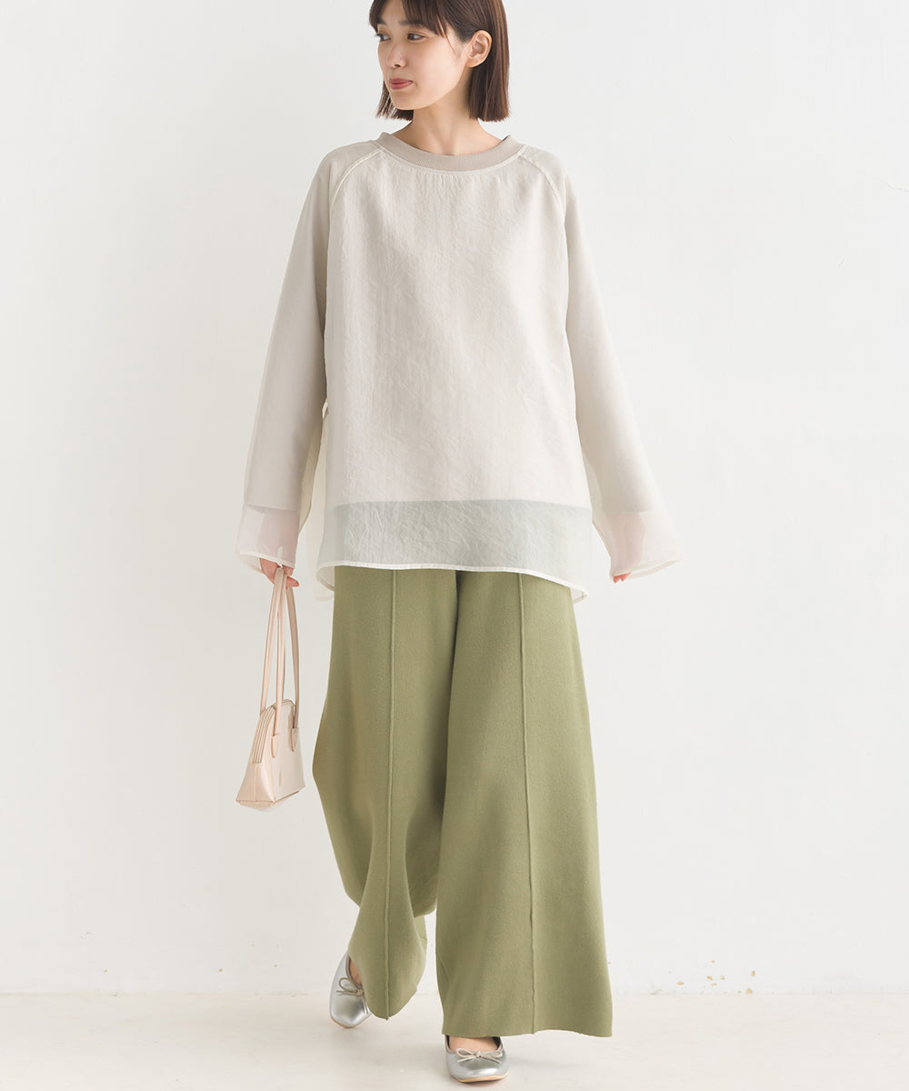 【OMNES Another Edition】レーヨンナイロンニット ワイドパンツ【7120-2019】