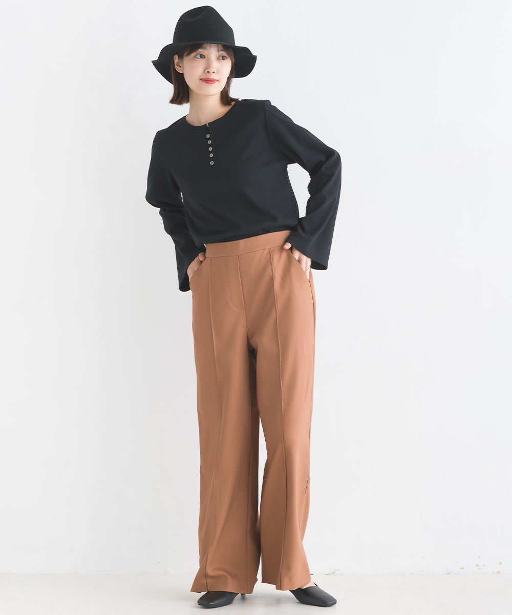 【OMNES Another Edition】ストレッチカチオン センタープレスワイドパンツ【7120-2029】