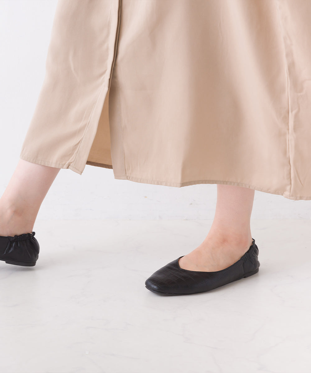 【OMNES Another Edition】ツイルピーチスキン バンドカラーロングシャツワンピース【7120-4028】