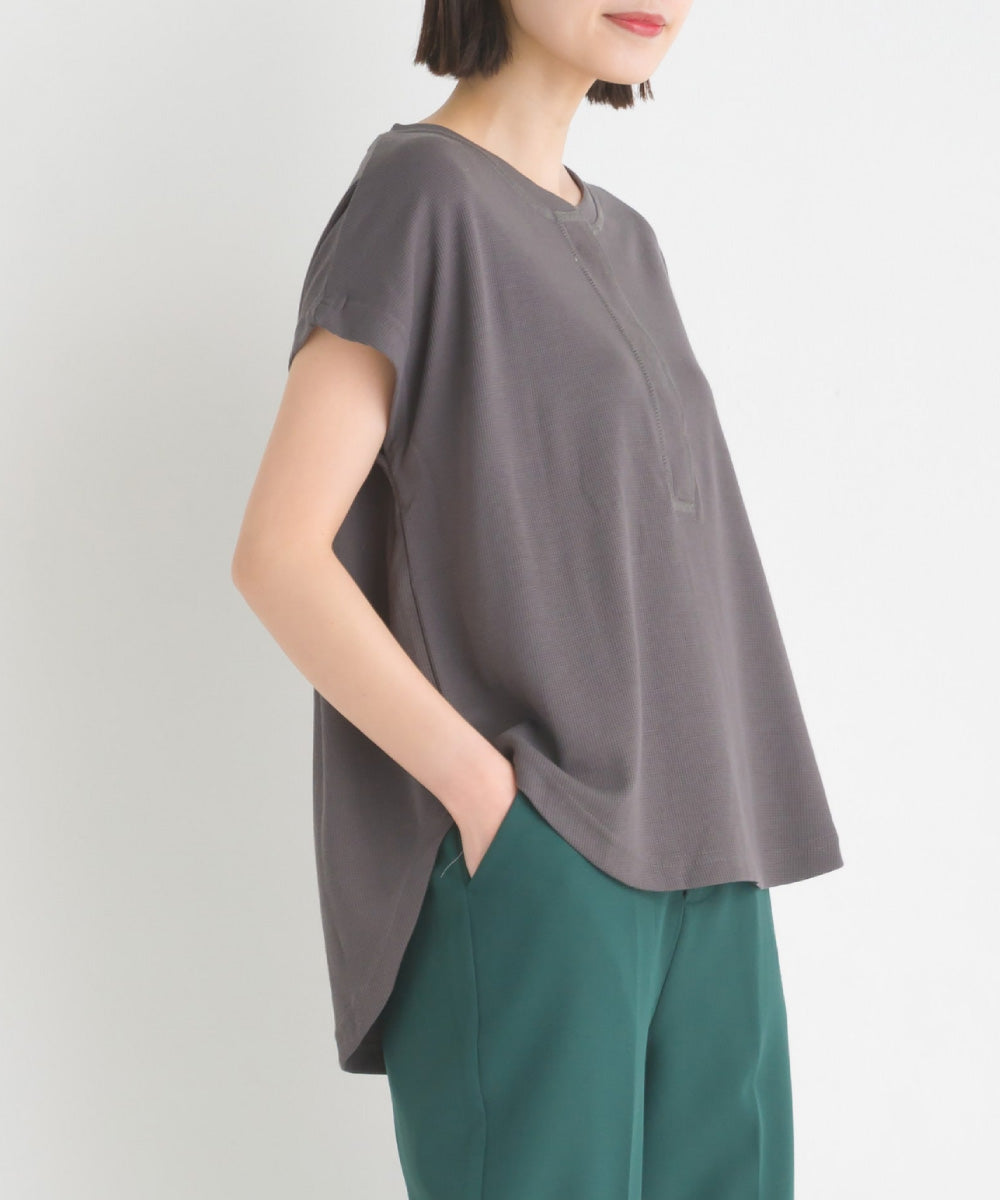 【OMNES Another Edition】ベアワッフルヘンリーネックトップス【7120-5055】