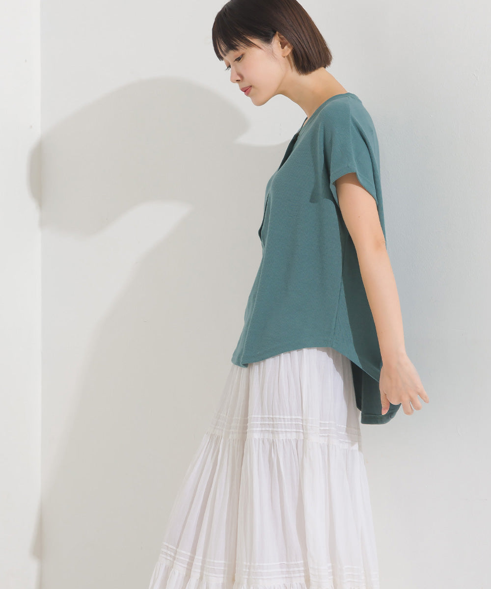 【OMNES Another Edition】ベアワッフルヘンリーネックトップス【7120-5055】