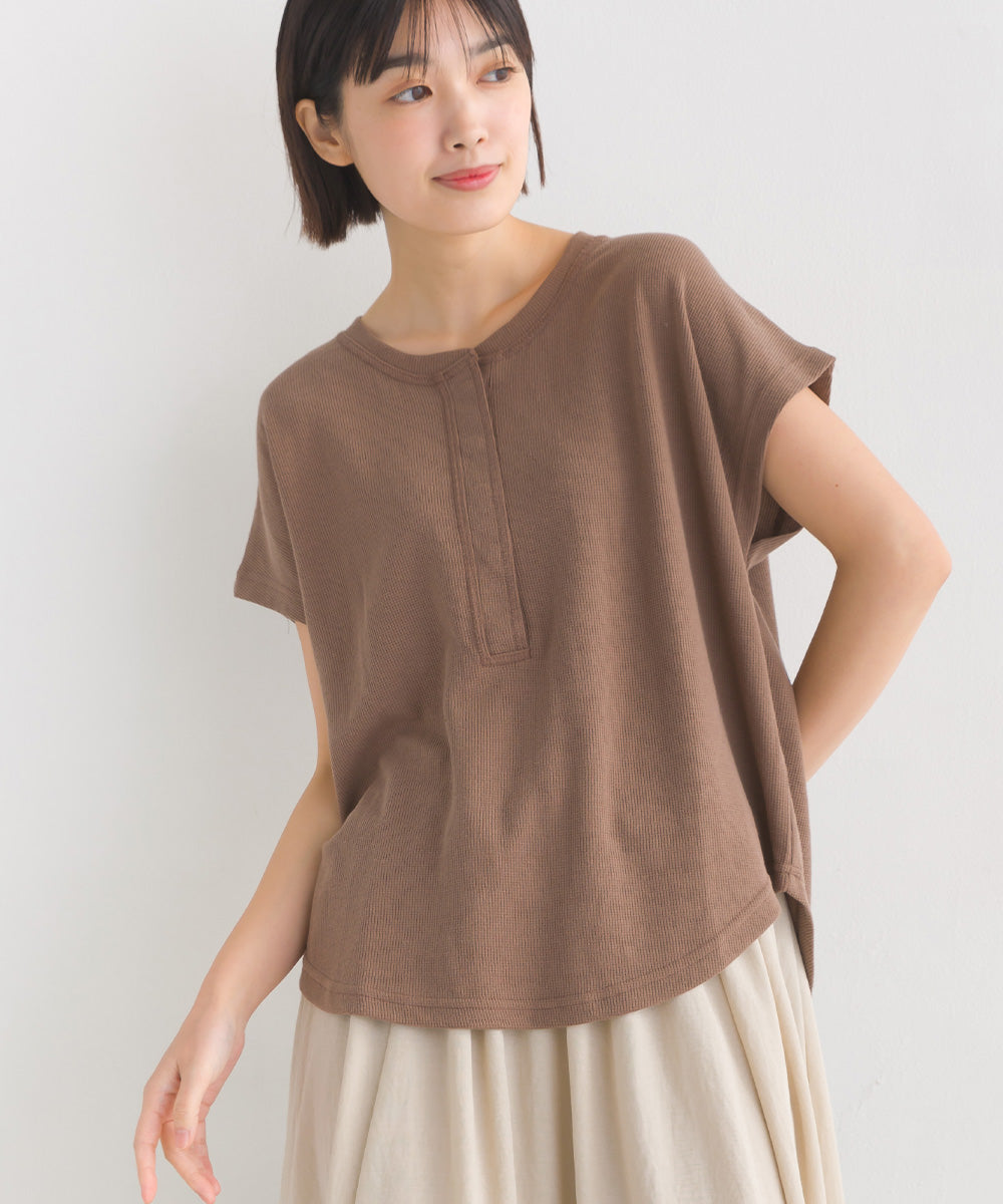【OMNES Another Edition】ベアワッフルヘンリーネックトップス【7120-5055】