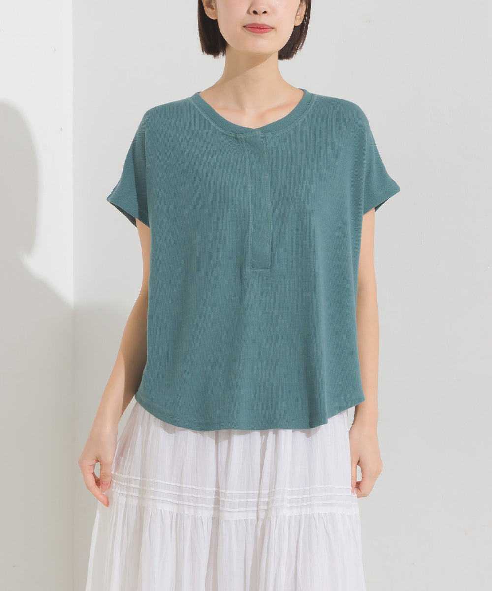 【OMNES Another Edition】ベアワッフルヘンリーネックトップス【7120-5055】