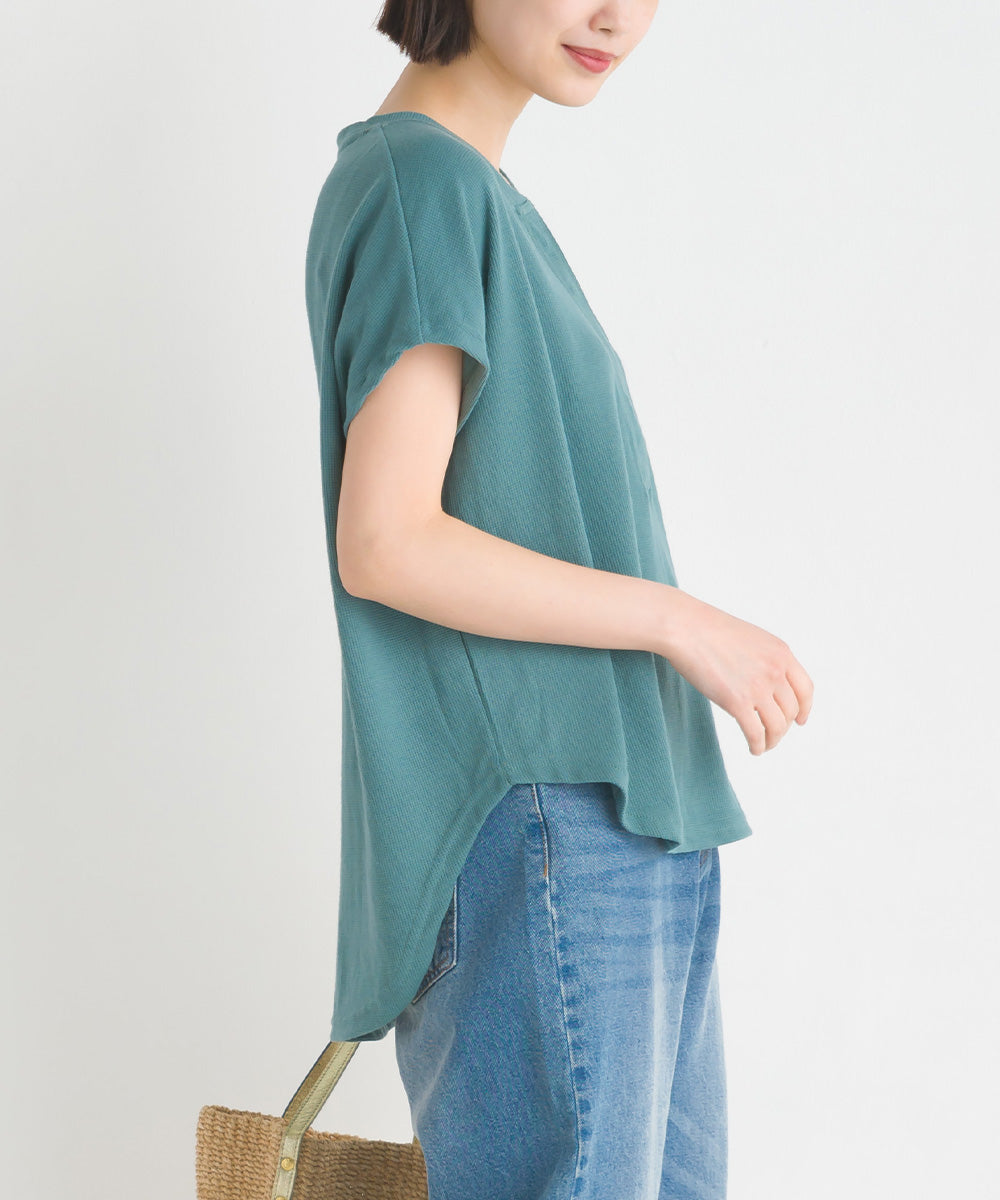 【OMNES Another Edition】ベアワッフルヘンリーネックトップス【7120-5055】