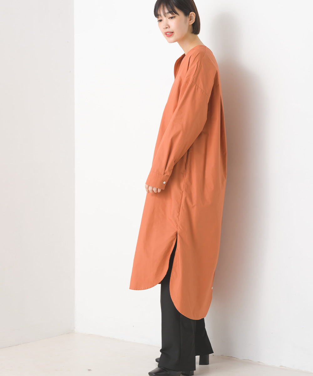 【OMNES Another Edition】コットン 後ろあきシャツワンピース【7120-9006】
