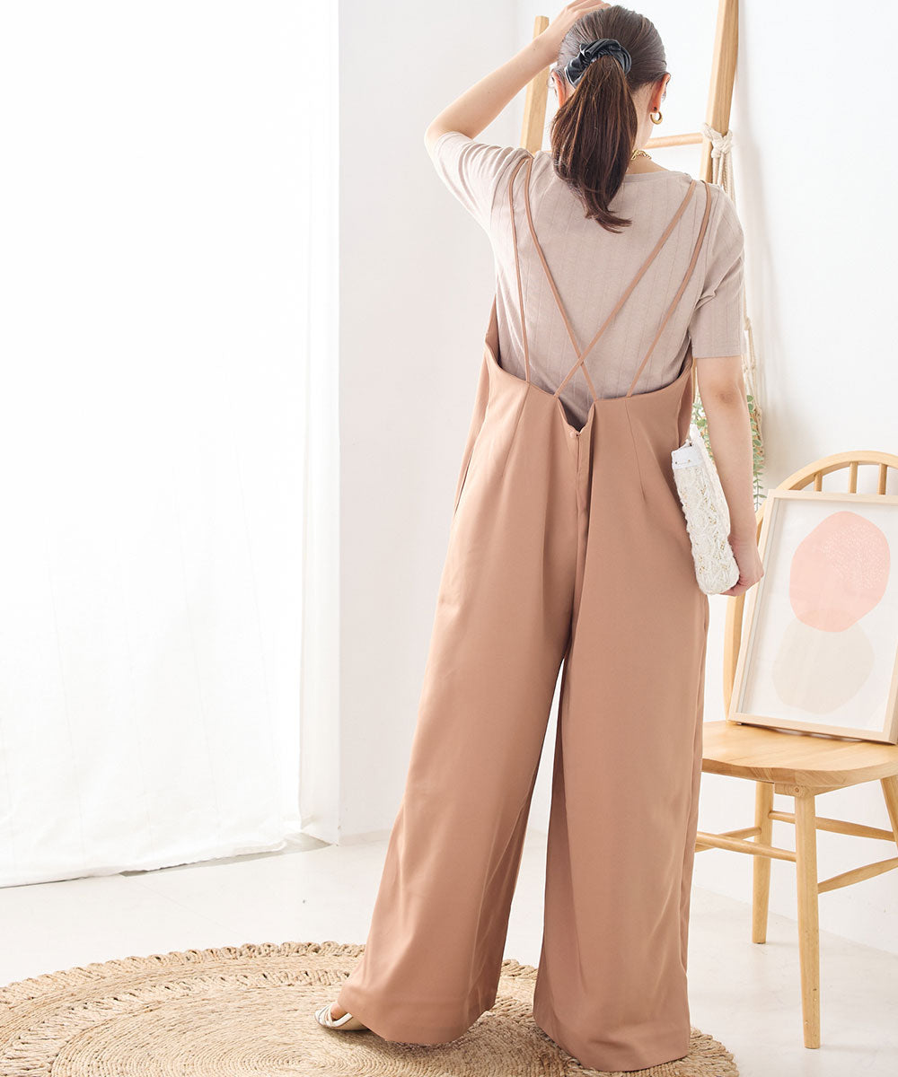 【OMNES Another Edition】ストレッチツイル キャミサロペット【7121-2056】